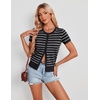 image:imageGRACE KARIN Women Short Sleeve Cardigan 2026 Summer Knitted Sweater Tops Basic Crew Neck Crop Outfits01 Black White