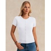 image:imageGRACE KARIN Women Short Sleeve Cardigan 2026 Summer Knitted Sweater Tops Basic Crew Neck Crop OutfitsBright White
