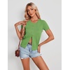 image:imageGRACE KARIN Women Short Sleeve Cardigan 2026 Summer Knitted Sweater Tops Basic Crew Neck Crop OutfitsForest Green