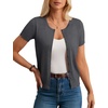 image:imageGRACE KARIN Women Short Sleeve Cardigan 2026 Summer Knitted Sweater Tops Basic Crew Neck Crop OutfitsGray Heather