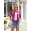 image:imageGRACE KARIN Women Short Sleeve Cardigan 2026 Summer Knitted Sweater Tops Basic Crew Neck Crop OutfitsHot Pink