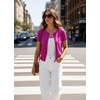 image:imageGRACE KARIN Women Short Sleeve Cardigan 2026 Summer Knitted Sweater Tops Basic Crew Neck Crop OutfitsHot Pink