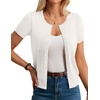 image:imageGRACE KARIN Women Short Sleeve Cardigan 2026 Summer Knitted Sweater Tops Basic Crew Neck Crop OutfitsIvory