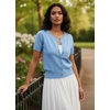 image:imageGRACE KARIN Women Short Sleeve Cardigan 2026 Summer Knitted Sweater Tops Basic Crew Neck Crop OutfitsLight Blue