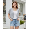image:imageGRACE KARIN Women Short Sleeve Cardigan 2026 Summer Knitted Sweater Tops Basic Crew Neck Crop OutfitsLight Gray