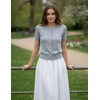 image:imageGRACE KARIN Women Short Sleeve Cardigan 2026 Summer Knitted Sweater Tops Basic Crew Neck Crop OutfitsLight Gray