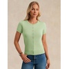 image:imageGRACE KARIN Women Short Sleeve Cardigan 2026 Summer Knitted Sweater Tops Basic Crew Neck Crop OutfitsLight Green