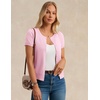 image:imageGRACE KARIN Women Short Sleeve Cardigan 2026 Summer Knitted Sweater Tops Basic Crew Neck Crop OutfitsLight Pink