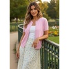 image:imageGRACE KARIN Women Short Sleeve Cardigan 2026 Summer Knitted Sweater Tops Basic Crew Neck Crop OutfitsLight Pink