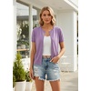 image:imageGRACE KARIN Women Short Sleeve Cardigan 2026 Summer Knitted Sweater Tops Basic Crew Neck Crop OutfitsPurple