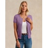 image:imageGRACE KARIN Women Short Sleeve Cardigan 2026 Summer Knitted Sweater Tops Basic Crew Neck Crop OutfitsPurple