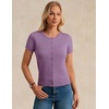 image:imageGRACE KARIN Women Short Sleeve Cardigan 2026 Summer Knitted Sweater Tops Basic Crew Neck Crop OutfitsPurple