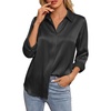 image:imageGRACE KARIN 2026 Womens Silky Satin Button Down Shirts Long Sleeve Work Blouses Dressy Casual TopsBlack