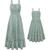 image:imageGRACE KARIN Mommy and Me Floral Smocked DressSpaghetti Strap Boho DressSummer Maxi Dress with PocketsGreen