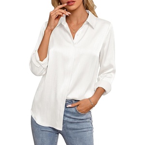 image:imageGRACE KARIN 2026 Womens Silky Satin Button Down Shirts Long Sleeve Work Blouses Dressy Casual TopsWhite