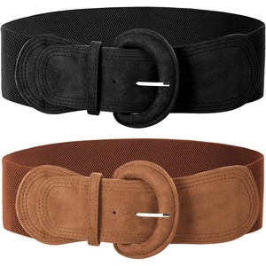 image:imageGRACE KARIN Belts for Women Suede Elastic Wide Belt Vintage Stretchy Chunky Buckle Belts SXXLBlackbrown