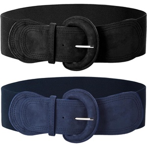 image:imageGRACE KARIN Belts for Women Suede Elastic Wide Belt Vintage Stretchy Chunky Buckle Belts SXXLNavyblack