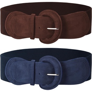 image:imageGRACE KARIN Belts for Women Suede Elastic Wide Belt Vintage Stretchy Chunky Buckle Belts SXXLNavycoffee