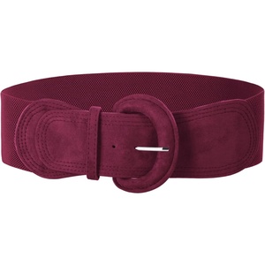 image:imageGRACE KARIN Belts for Women Suede Elastic Wide Belt Vintage Stretchy Chunky Buckle Belts SXXLSuedewine Red