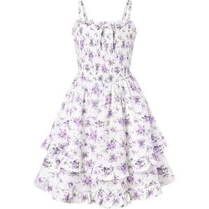 image:imageGRACE KARIN Girls Floral Summer Dress Tween Girl 2 Layerr Cami Smocked Dresses Boho Midi Sundress Size 716White Purple Floral