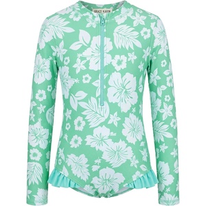 image:imageGRACE KARIN Girls One Piece Swimsuits Long Sleeve Bathing Suits Swimwear 514YGreen Floral