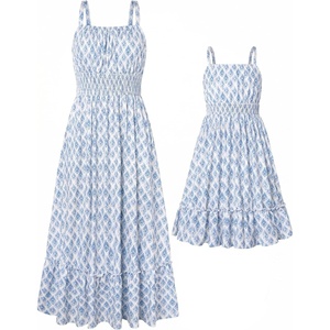 image:imageGRACE KARIN Mommy and Me Floral Smocked DressSpaghetti Strap Boho DressSummer Maxi Dress with PocketsEthnic Floral