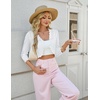 image:imageGRACE KARIN Womens 2026 Bolero Shrug 34 Sleeve Crochet Cropped Cardigan Open Front Knit Shrugs for DressesBright White