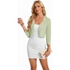 image:imageGRACE KARIN Womens 2026 Bolero Shrug 34 Sleeve Crochet Cropped Cardigan Open Front Knit Shrugs for DressesLight Green
