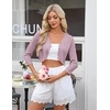 image:imageGRACE KARIN Womens 2026 Bolero Shrug 34 Sleeve Crochet Cropped Cardigan Open Front Knit Shrugs for DressesLight Purple