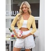 image:imageGRACE KARIN Womens 2026 Bolero Shrug 34 Sleeve Crochet Cropped Cardigan Open Front Knit Shrugs for DressesLight Yellow