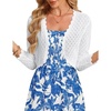 image:imageGRACE KARIN Womens 2026 Bolero Shrug 34 Sleeve Crochet Cropped Cardigan Open Front Knit Shrugs for DressesBright White
