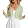 image:imageGRACE KARIN Womens 2026 Bolero Shrug 34 Sleeve Crochet Cropped Cardigan Open Front Knit Shrugs for DressesLight Green