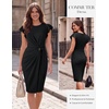 image:imageGRACE KARIN Church Dresses for WomenRuffle Short Sleeve Work DressRuched Bodycon Business Midi DressBlack