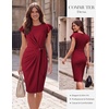 image:imageGRACE KARIN Church Dresses for WomenRuffle Short Sleeve Work DressRuched Bodycon Business Midi DressDark Red