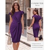 image:imageGRACE KARIN Church Dresses for WomenRuffle Short Sleeve Work DressRuched Bodycon Business Midi DressDeep Purple