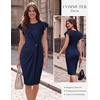 image:imageGRACE KARIN Church Dresses for WomenRuffle Short Sleeve Work DressRuched Bodycon Business Midi DressNavy Blue