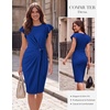 image:imageGRACE KARIN Church Dresses for WomenRuffle Short Sleeve Work DressRuched Bodycon Business Midi DressRoyal Blue