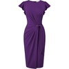 image:imageGRACE KARIN Church Dresses for WomenRuffle Short Sleeve Work DressRuched Bodycon Business Midi DressDeep Purple