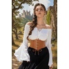 image:imageGRACE KARIN Laceup Cinch Belt Tied Corset Elastic Waist BeltBrownjacquard