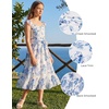 image:imageGRACE KARIN Girls Floral Summer Dresses Flutter Sleeve Maxi Smocked Flower Holiday Flowy Dress 716YBlue Floral