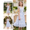 image:imageGRACE KARIN Girls Floral Summer Dresses Flutter Sleeve Maxi Smocked Flower Holiday Flowy Dress 716YBlue Flower