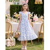 image:imageGRACE KARIN Girls Floral Summer Dresses Flutter Sleeve Maxi Smocked Flower Holiday Flowy Dress 716YBlue Flower