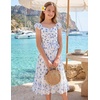 image:imageGRACE KARIN Girls Floral Summer Dresses Flutter Sleeve Maxi Smocked Flower Holiday Flowy Dress 716YBlue Flower