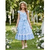 image:imageGRACE KARIN Girls Floral Summer Dresses Flutter Sleeve Maxi Smocked Flower Holiday Flowy Dress 716YBlue Leaves