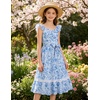 image:imageGRACE KARIN Girls Floral Summer Dresses Flutter Sleeve Maxi Smocked Flower Holiday Flowy Dress 716YBlue Leaves