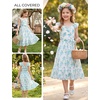 image:imageGRACE KARIN Girls Floral Summer Dresses Flutter Sleeve Maxi Smocked Flower Holiday Flowy Dress 716YGreen Floral