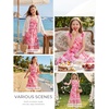 image:imageGRACE KARIN Girls Floral Summer Dresses Flutter Sleeve Maxi Smocked Flower Holiday Flowy Dress 716YOrange Floralrose Red