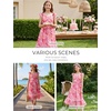 image:imageGRACE KARIN Girls Floral Summer Dresses Flutter Sleeve Maxi Smocked Flower Holiday Flowy Dress 716YOrange Floralrose Red