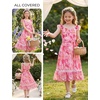 image:imageGRACE KARIN Girls Floral Summer Dresses Flutter Sleeve Maxi Smocked Flower Holiday Flowy Dress 716YOrange Floralrose Red