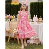 image:imageGRACE KARIN Girls Floral Summer Dresses Flutter Sleeve Maxi Smocked Flower Holiday Flowy Dress 716YOrange Floralrose Red